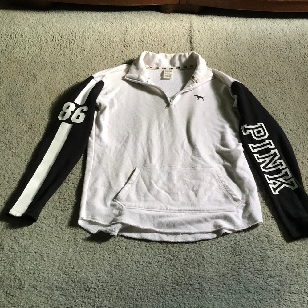 Lightly worn half zip PINK sweatshirt